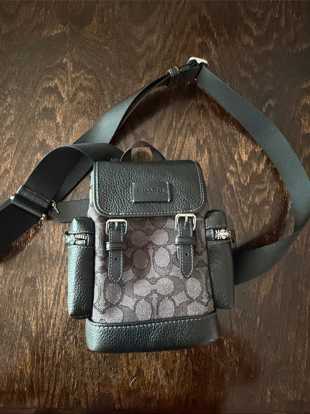 Coach Sprint Sling Signature Canvas Bag Black Charcoal